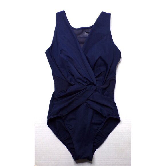🆕 MIRACLESUIT Palma Illusion Slimming One Piece Swimsuit 8 Navy Blue - Picture 5 of 11